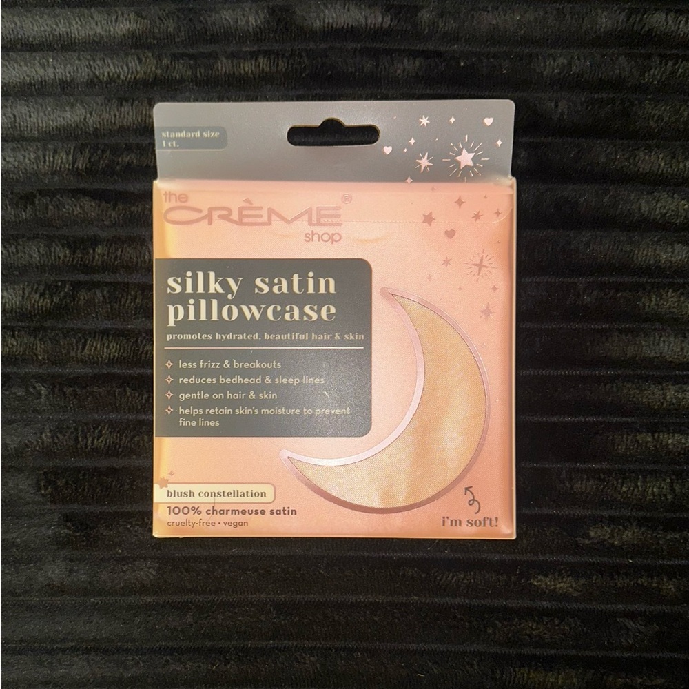 The Creme Shop Silky Satin Pillowcase Standard Size Blush Pink Constellation